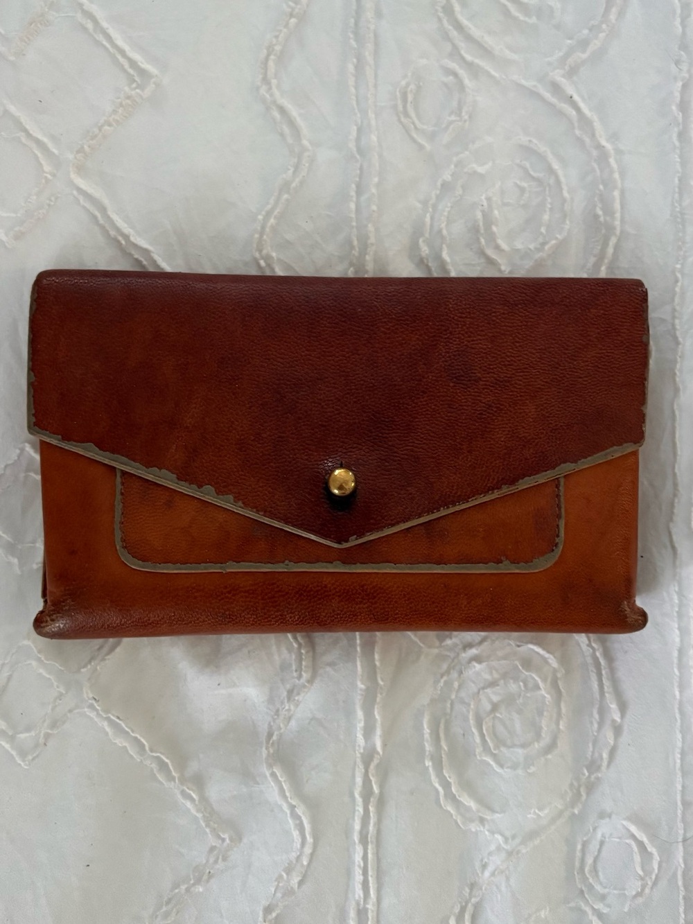 Noonday wallet Classic Brown Leather Envelope Clutch (no strap)